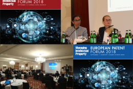 European Patent Forum, à Paris le 11 septembre  et Munich le 13 septembre 2018
